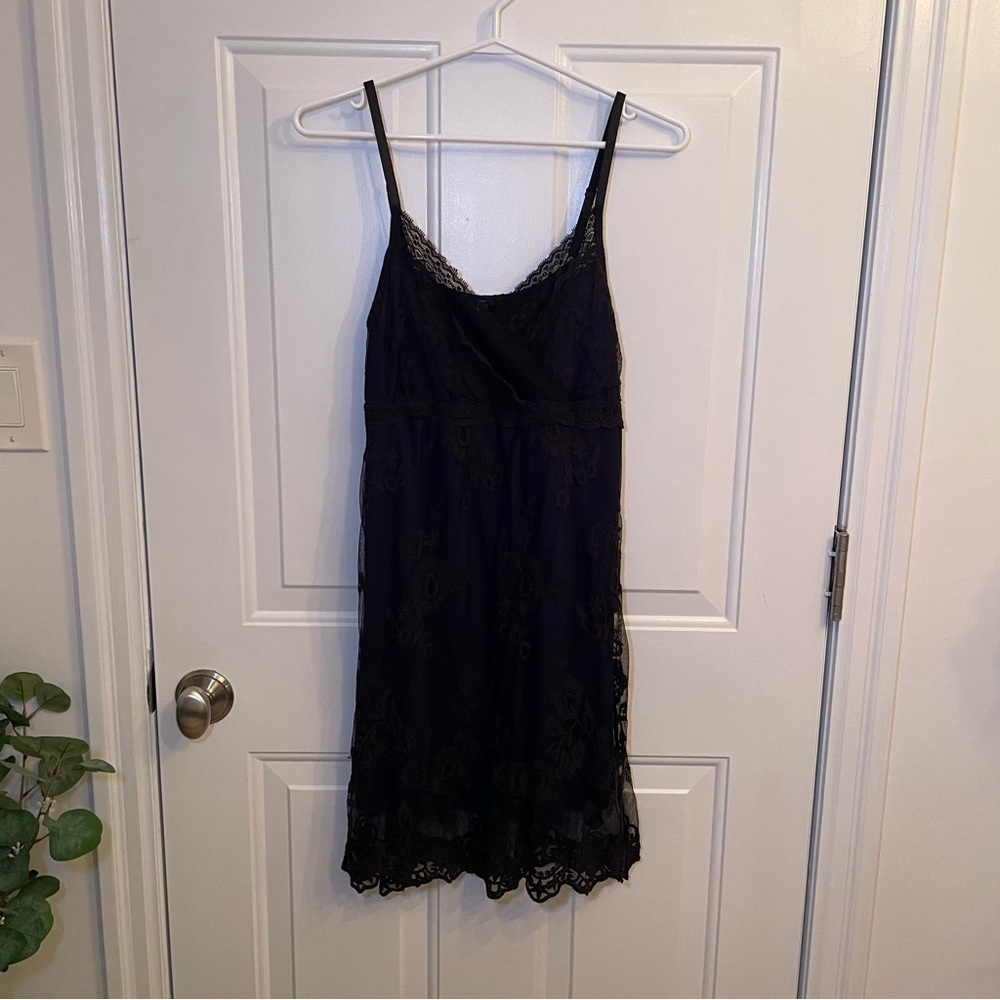 Vero Moda Black Chemise with Lace Detail
